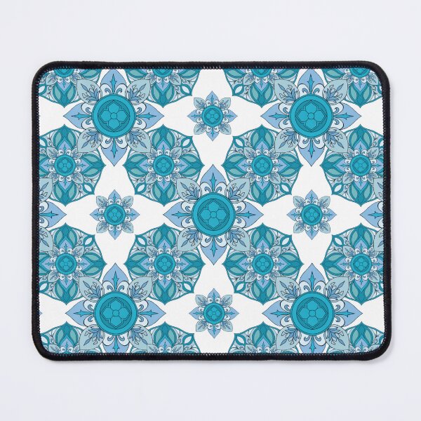 Item preview, Turquoise Thai Floral Mandala Pattern on Black designed and sold by Mousy17.