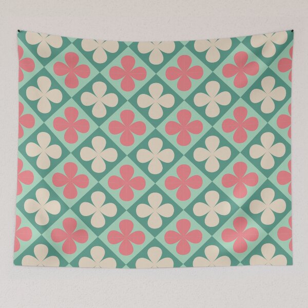 Item preview, Retro Clover Floral Pastel Diamond Geometric Seamless Pattern designed and sold by The Design KAD.