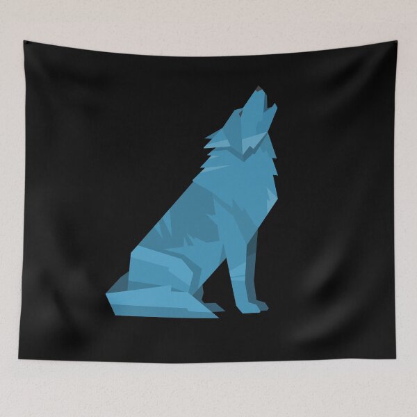 Item preview, Blue Low Poly Howling Wolf Geometric Art designed and sold by chaaval.