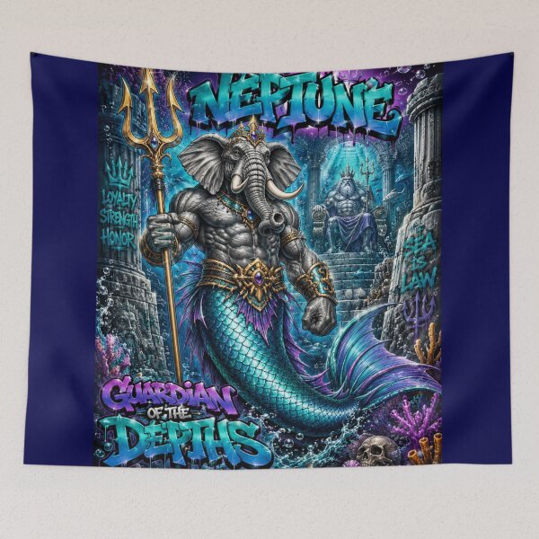 Item preview, Elephant Merman – Neptune’s Ocean Guardian | 90s Airbrush Fantasy designed and sold by Kilian  Luc.