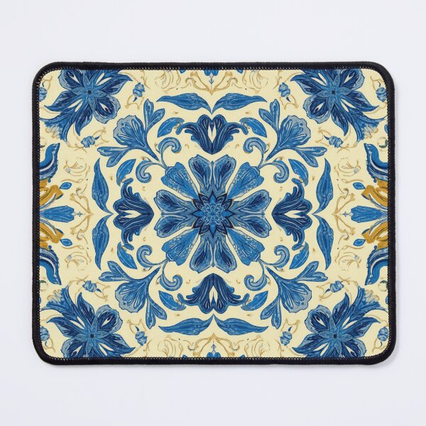Item preview, Blue and gold floral harmony designed and sold by Sigtrix.