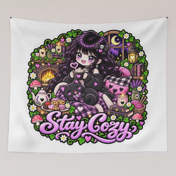 Item preview, Stay Cozy Goth Girl Sticker designed and sold by AnnekeJordaan.