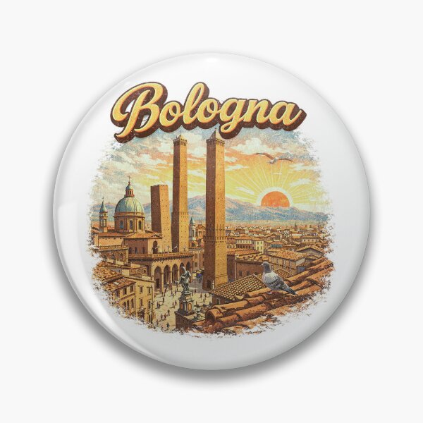 Item preview, Bononia: Vintage Bologna Italy Two Towers Sunset Scene designed and sold by Ericscorner128.