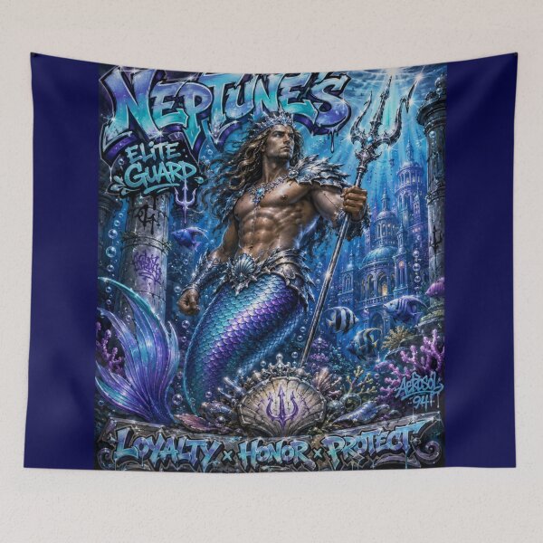 Item preview, Merman – Neptune’s Ocean Guardian | 90s Airbrush Fantasy designed and sold by Kilian  Luc.