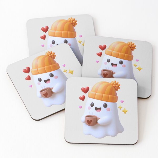 Item preview,  Cute Ghost drinking coffee Halloween Sticker | Kawaii coffee Lover Ghost designed and sold by Reddiamond3 ⭐⭐⭐⭐⭐.
