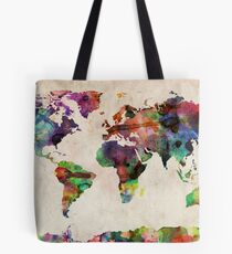 Weltkarte Urban Aquarell Tote Bag