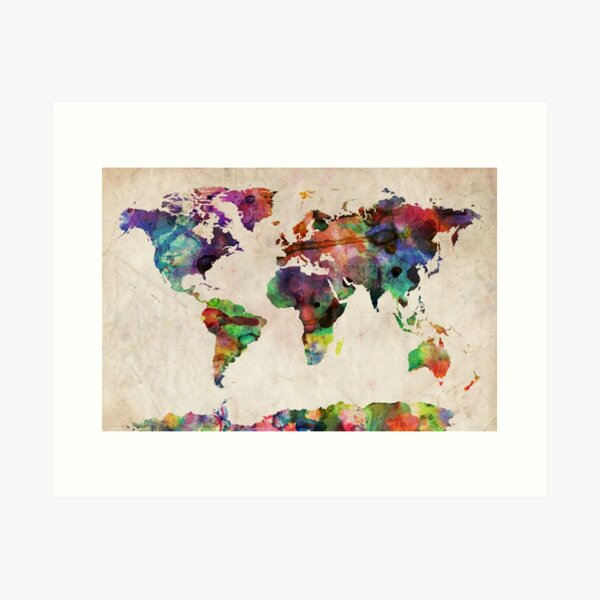 Vista previa del artículo con la obra « creado a partir de acuarelas y manipulación digital. Los mapas vienen en muchas formas y formas. Aunque los mapas de estilo atlas actuales son altamente funcionales», diseñado y vendido por ArtPrints.