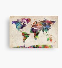 World Map Urban Watercolor Metal Print