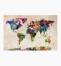 Weltkarte Urban Aquarell Fotodruck