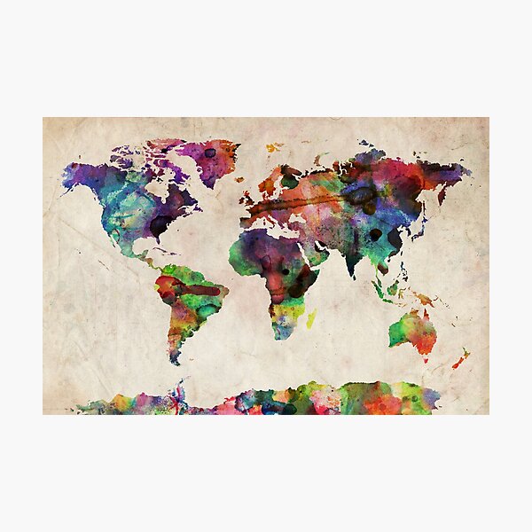 Item preview, World Map Urban Watercolor designed and sold by MICHAEL TOMPSETT.
