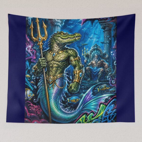 Item preview, Alligator Merman – Neptune’s Ocean Guardian | 90s Airbrush Fantasy designed and sold by Kilian  Luc.