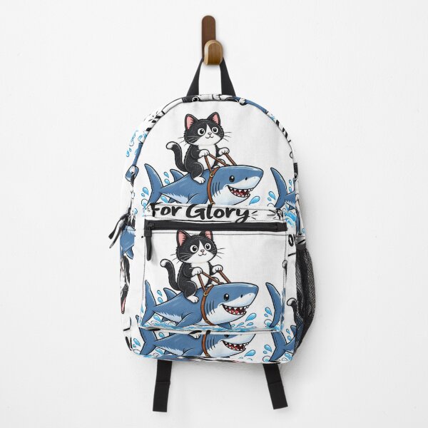 Item preview, Funny Tuxedo Cat Riding Shark – For Glory Cute Ocean Adventure Cat designed and sold by TeehMeow.