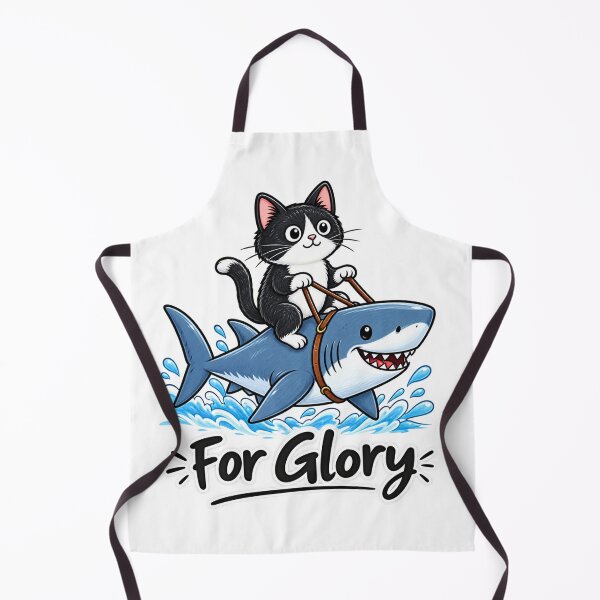 Item preview, Funny Tuxedo Cat Riding Shark – For Glory Cute Ocean Adventure Cat designed and sold by TeehMeow.