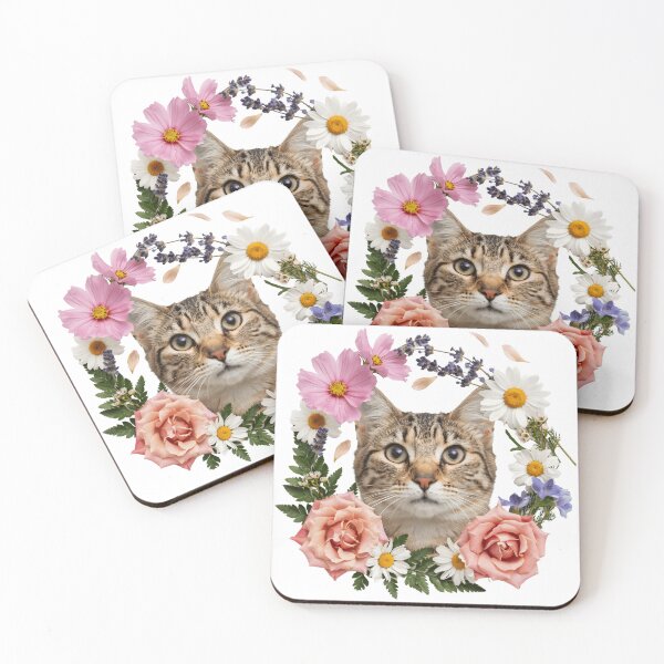Item preview, Floral Cat with Wildflowers – Botanical Cottagecore Cat Art designed and sold by innerfaith.