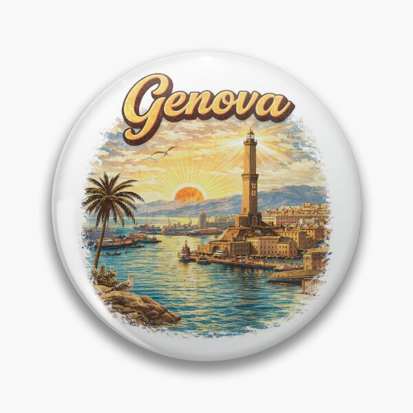 Item preview, Genoa: Vintage Genova Italy Lanterna Port Sunset Scene designed and sold by Ericscorner128.