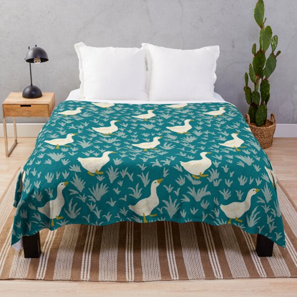 Item preview, Waddling Geese in Meadow Grass on Teal designed and sold by Ema Tudose.