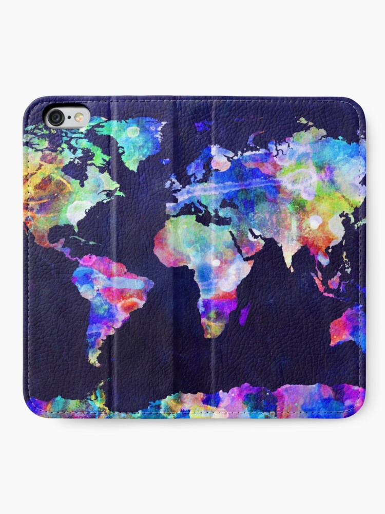 Alternate view of World Map Urban Watercolor iPhone Wallet
