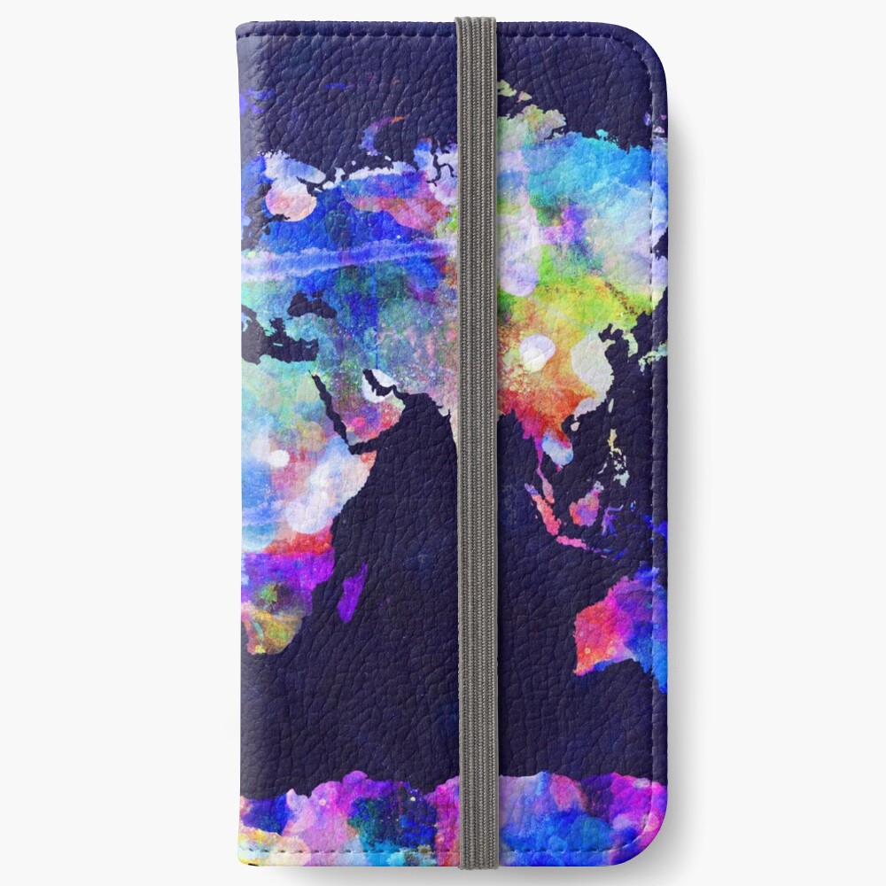 World Map Urban Watercolor iPhone Wallet