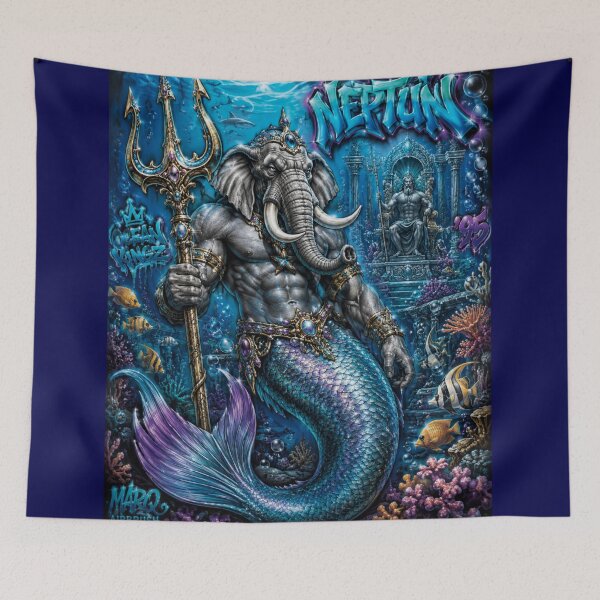 Item preview, Elephant Merman – Neptune’s Ocean Guardian | 90s Airbrush Fantasy designed and sold by Kilian  Luc.