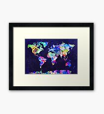 World Map Urban Watercolor Framed Print