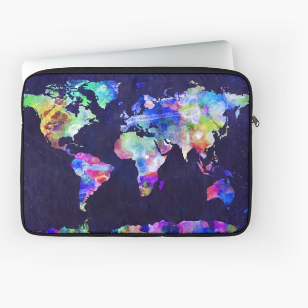 World Map Urban Watercolor Laptop Sleeve