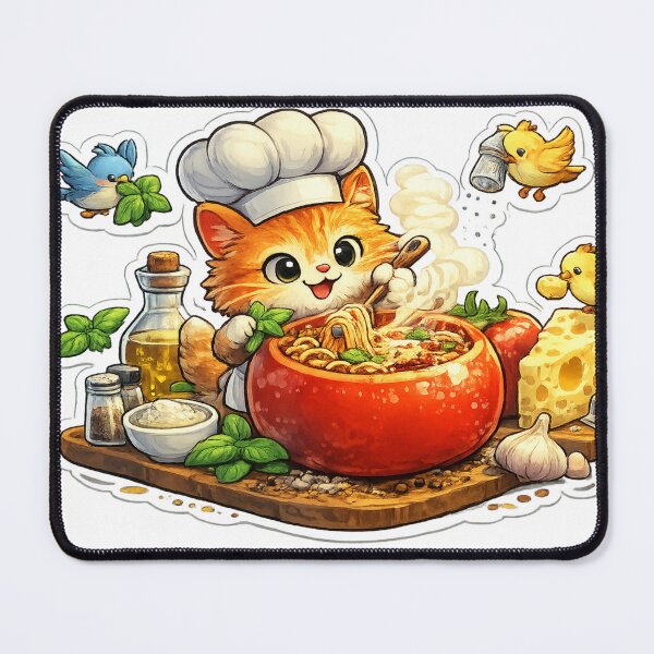 Item preview, Cute cat cooks Italian pasta designed and sold by NorthPeak Studio.