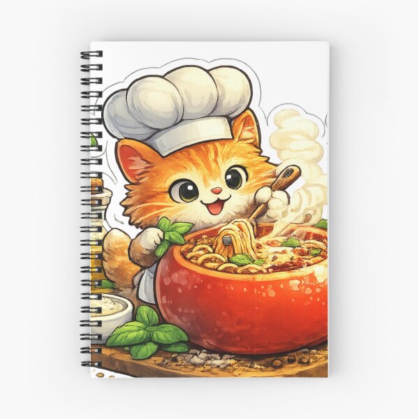 Item preview, Cute cat cooks Italian pasta designed and sold by NorthPeak Studio.