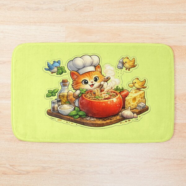 Item preview, Cute cat cooks Italian pasta designed and sold by NorthPeak Studio.