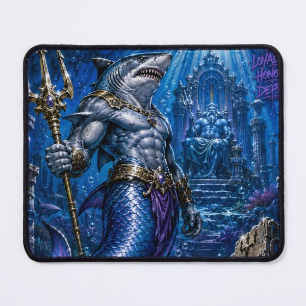 Item preview, Shark Merman – Neptune’s Ocean Guardian | 90s Airbrush Fantasy designed and sold by Kilian Luc.