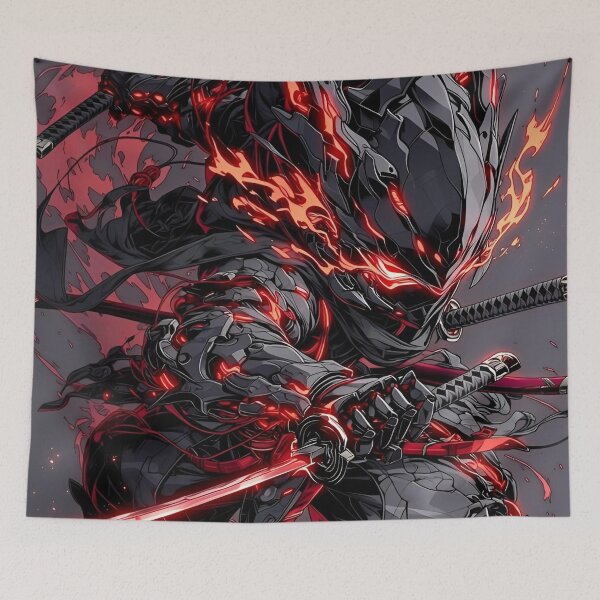 Item preview, Dark Cyber Samurai Warrior – Red Neon Katana Anime Armor designed and sold by Dyan4.
