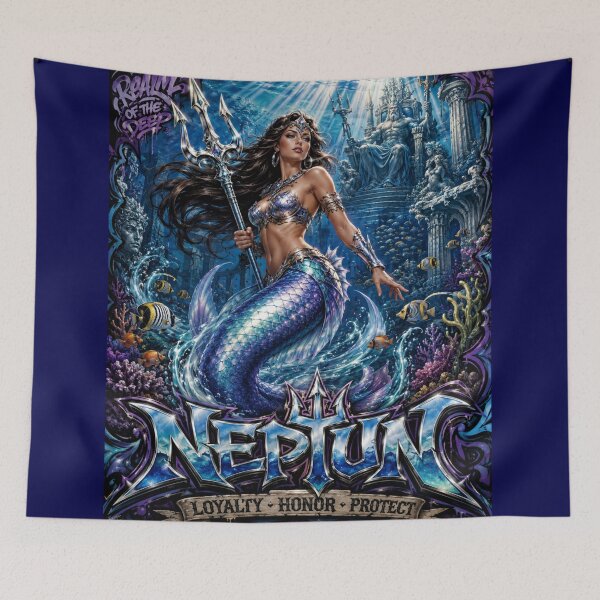 Item preview, Mermaid – Neptune’s Ocean Guardian | 90s Airbrush Fantasy designed and sold by Kilian  Luc.