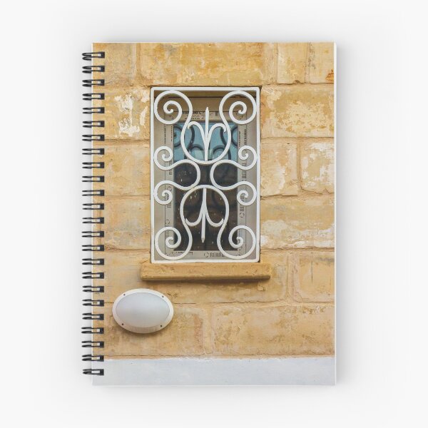 Item preview, Ornate Wrought Iron Window Grille on Rustic Stone Wall With Exterior Light Fixture designed and sold by Nmallia.