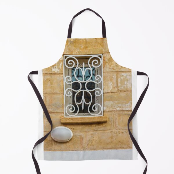 Item preview, Ornate Wrought Iron Window Grille on Rustic Stone Wall With Exterior Light Fixture designed and sold by Nmallia.