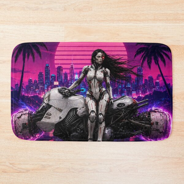 Item preview, Neon Cyberpunk Cyborg & Futuristic Hoverbike designed and sold by A-T-H.