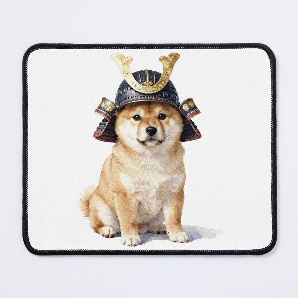 Item preview, Watercolor Cute Shiba Inu Dog Samurai Helmet designed and sold by WildArtIT.