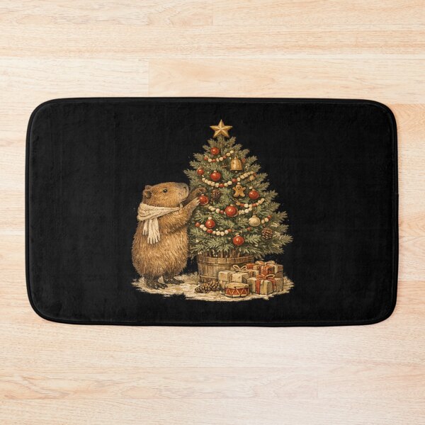Item preview, Capybara Decorating Christmas Tree Cozy Vintage Gift designed and sold by Artycom.