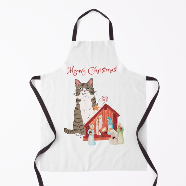 Item preview, Meowy Christmas Brown Tabby Cat with Nativity Set designed and sold by MYCatStuff.