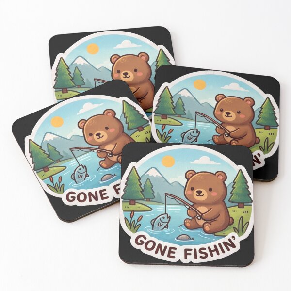 Item preview, Gone Fishin' - Cute Kawaii Fishing Bear Outdoors designed and sold by All Year Summer Co..
