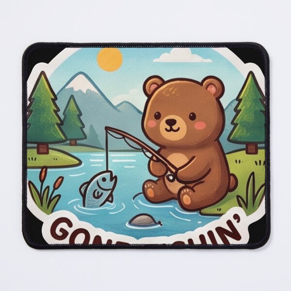 Item preview, Gone Fishin' - Cute Kawaii Fishing Bear Outdoors designed and sold by All Year Summer Co..