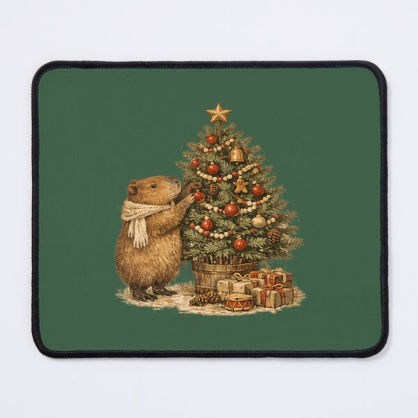 Item preview, Capybara Decorating Christmas Tree Cozy Vintage Gift designed and sold by Artycom.
