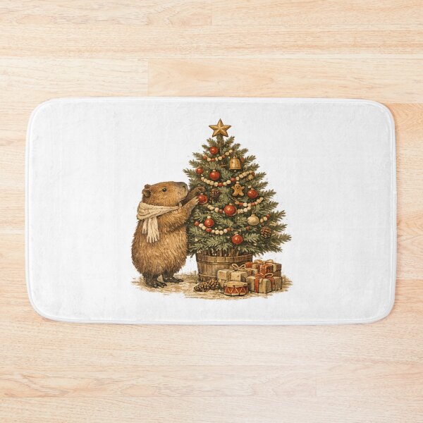 Item preview, Capybara Decorating Christmas Tree Cozy Vintage Gift designed and sold by Artycom.