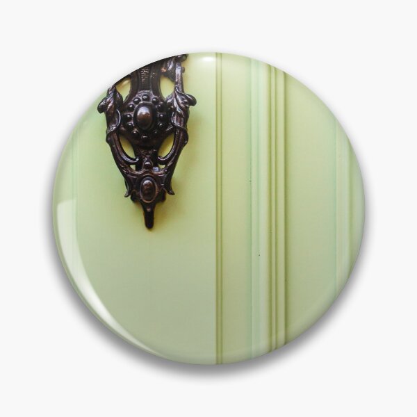 Item preview, Vintage Brass Door Knocker on Pastel Green Panelled Door With Ornate Antique Detail designed and sold by Nmallia.