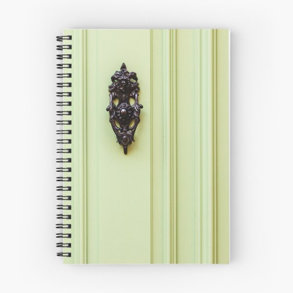 Item preview, Vintage Brass Door Knocker on Pastel Green Panelled Door With Ornate Antique Detail designed and sold by Nmallia.