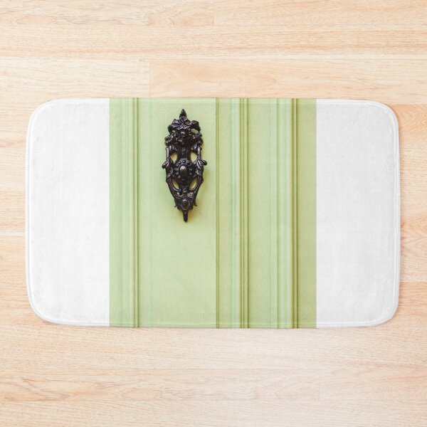 Item preview, Vintage Brass Door Knocker on Pastel Green Panelled Door With Ornate Antique Detail designed and sold by Nmallia.