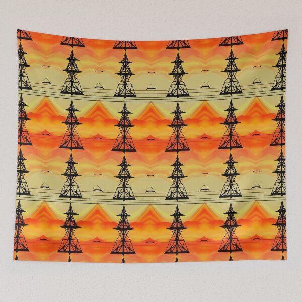 Item preview, Symmetrical Pylon Tower Glowing Sunset Art designed and sold by Pylon-Bureau.