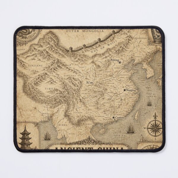 Item preview, Ancient China Qing Dynasty Historical Map - Antique Cartography Art designed and sold by SunnyDesign82.