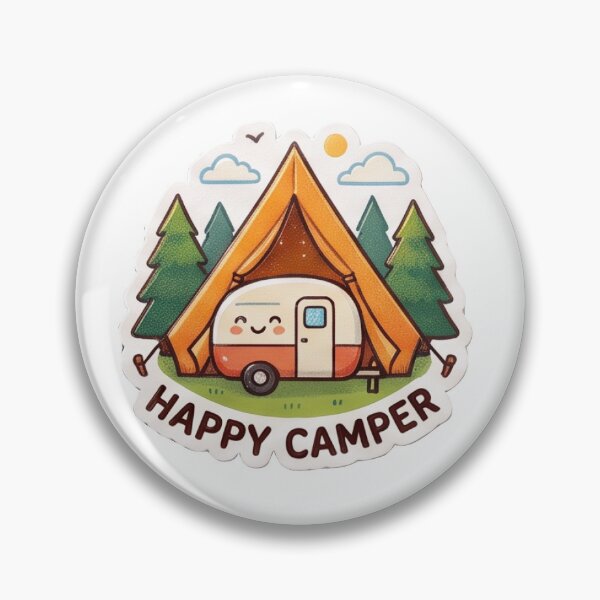 Item preview, Happy Camper - Cute Kawaii Retro Trailer and Tent designed and sold by All Year Summer Co..
