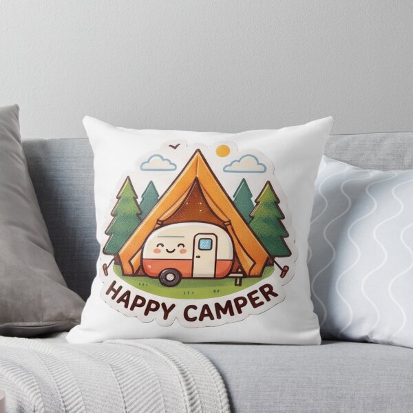Item preview, Happy Camper - Cute Kawaii Retro Trailer and Tent designed and sold by All Year Summer Co..