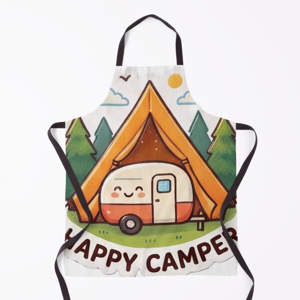 Item preview, Happy Camper - Cute Kawaii Retro Trailer and Tent designed and sold by All Year Summer Co..