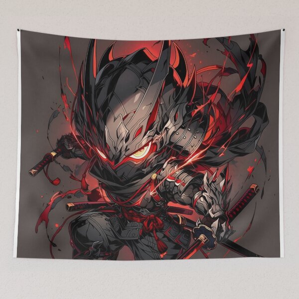 Item preview, Demonic Cyber Samurai Warrior – Red Katana Dark Japanese Warrior designed and sold by Dyan4.